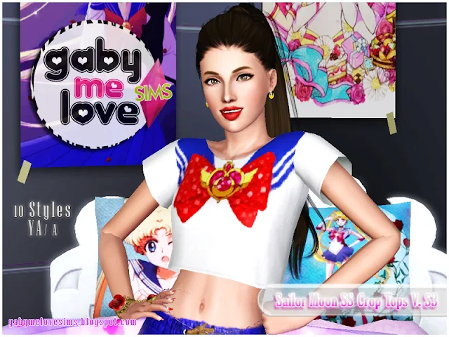 Sailor Moon SS Crop Tops V.S3, Sims 3. By. Gabymelove.