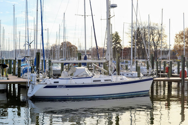 Hallberg-Rassy 37 sailboat in water at dock