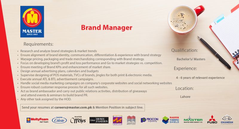 Master Group of Industries Jobs For Brand Manager