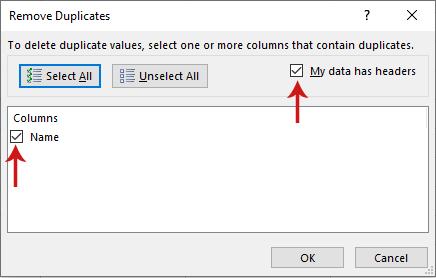 حذف التكرار في Excel