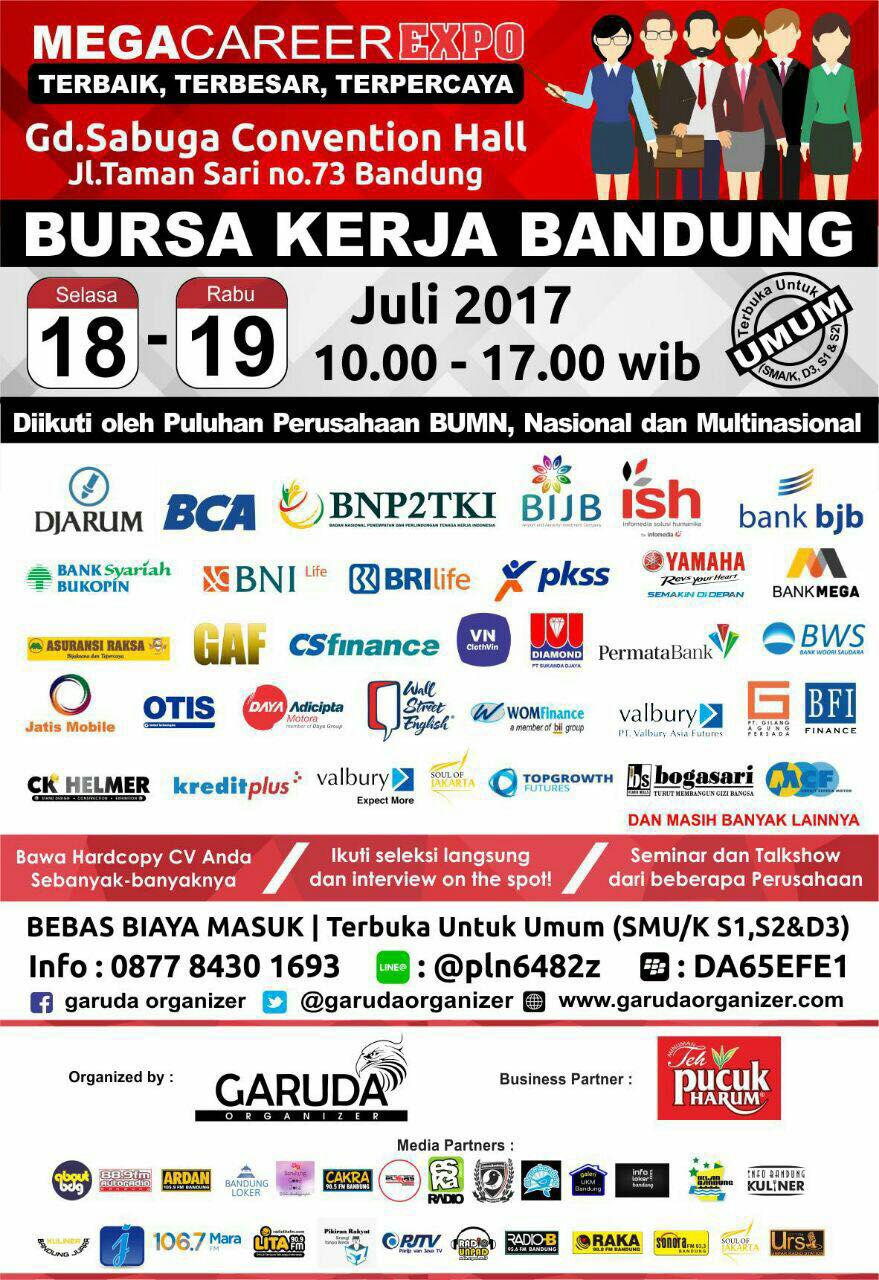 Bursa Kerja Bandung 2017 - Lowongan Kerja Bandung 2018 Terbaru