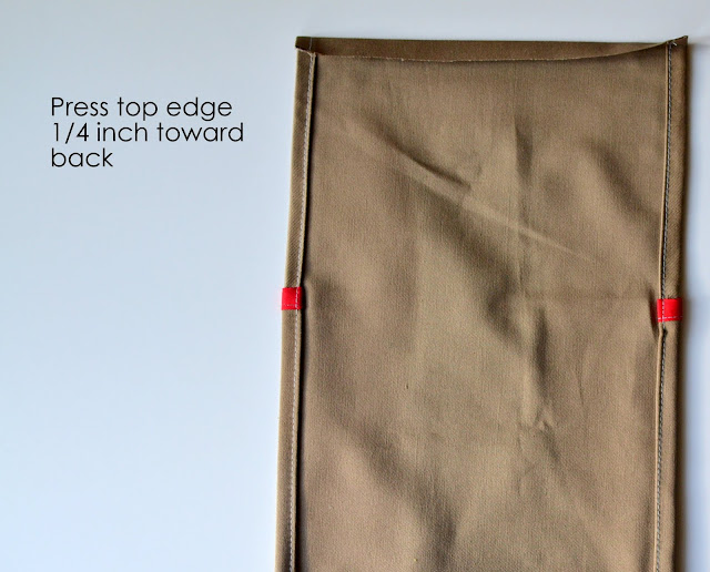 Hem the top - Scout Book Hanging Pocket Tutorial - Blue Susan Makes