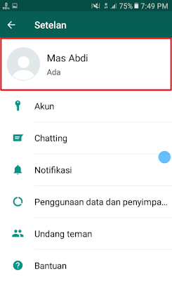 WhatsApp - Pilih menu Profil
