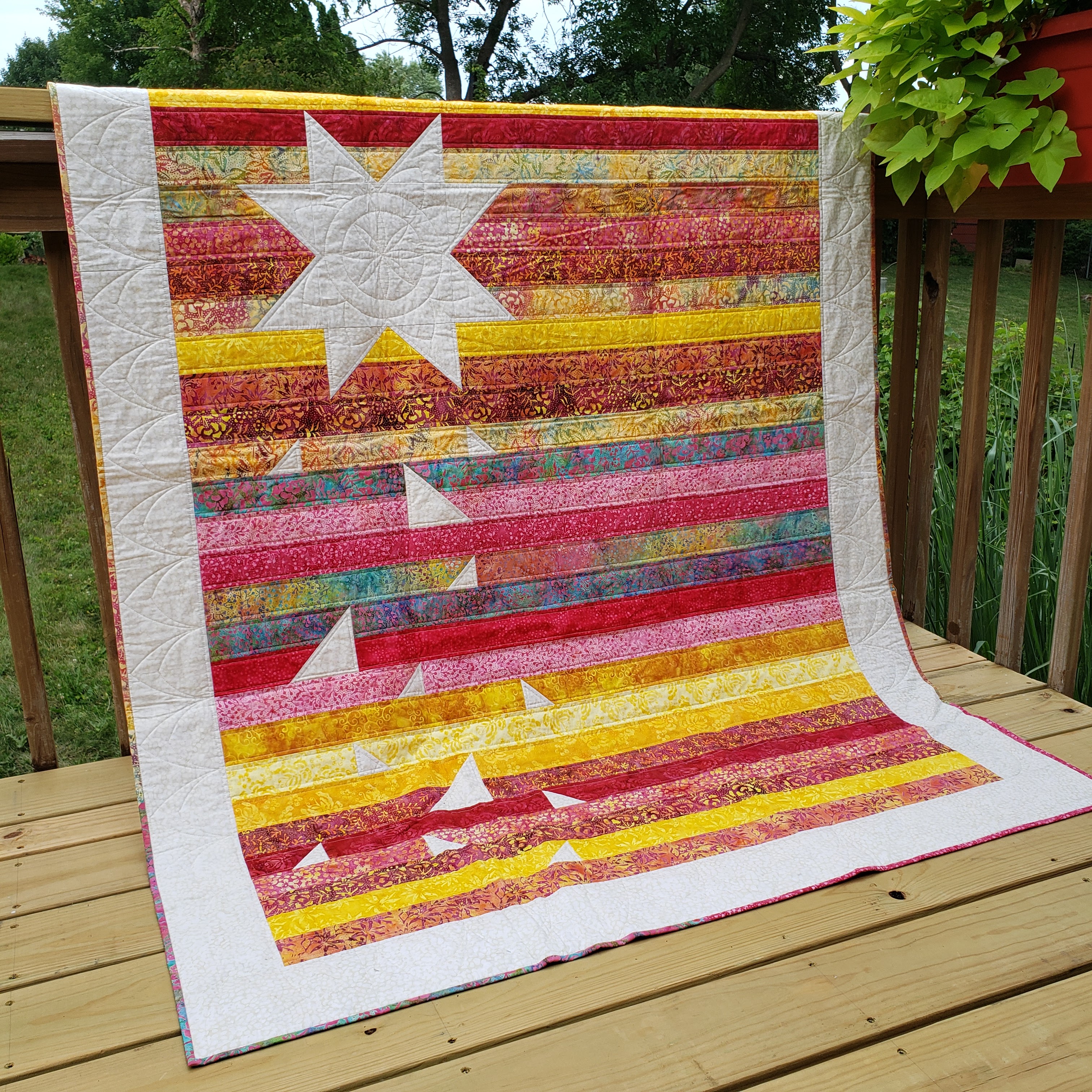 Canuck Quilter: Star Chips: a jelly roll quilt and some ruler quilting