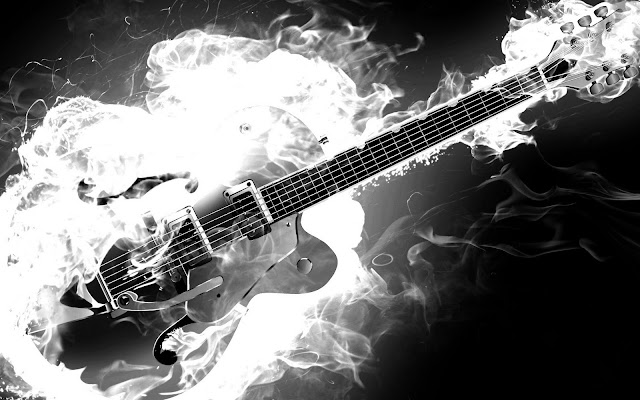 music, Guitar, rock, Les Paul Burning Guitar Wallpaper