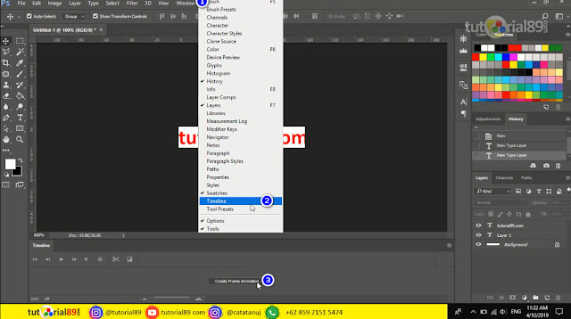 cara membuat tulisan berjalan di photoshop + video