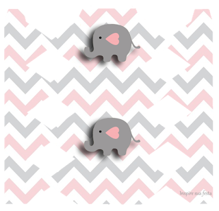 Baby Elephant in Grey and Pink Chevron Free Printable Box.