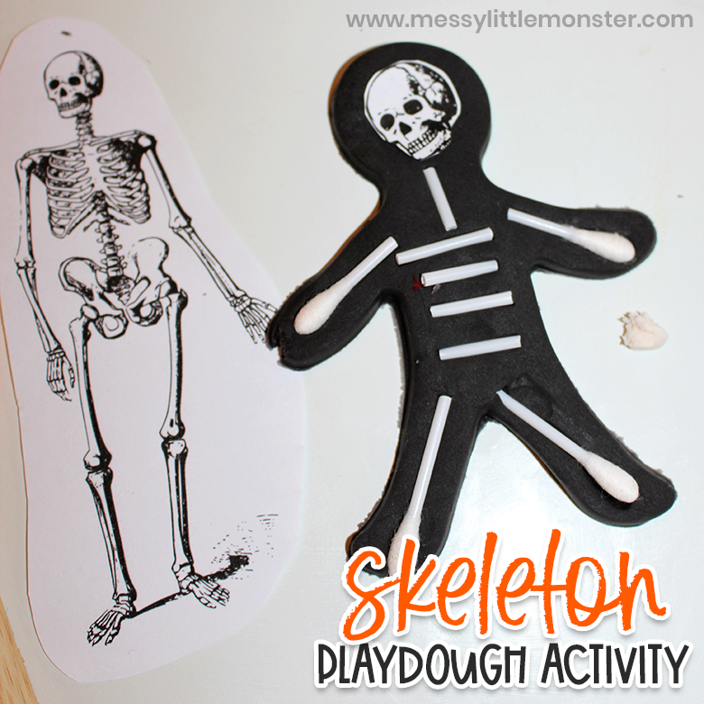 Playdough skeleton activity for kids