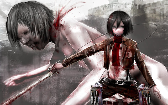 Mikasa Ackerman Kills Titan Blood c04