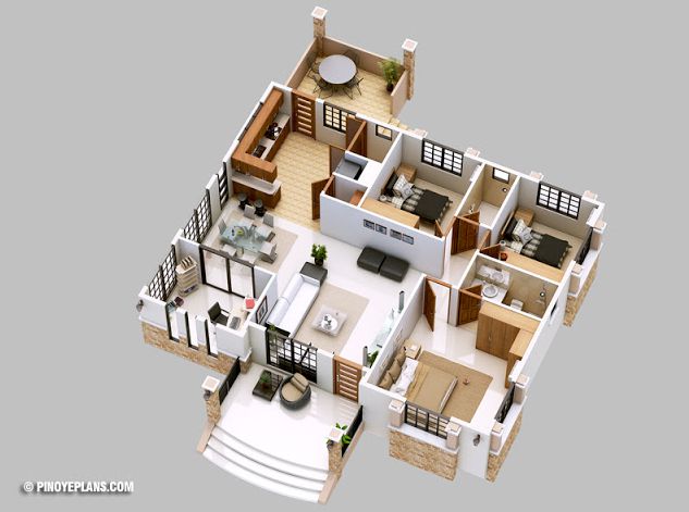 Desain Rumah Minimalis 3 Kamar Layout dan Ukurannya Awan 