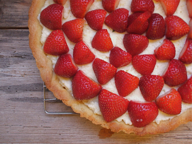 Strawberry Mascarpone Tart with an Almond Shortbread Crust