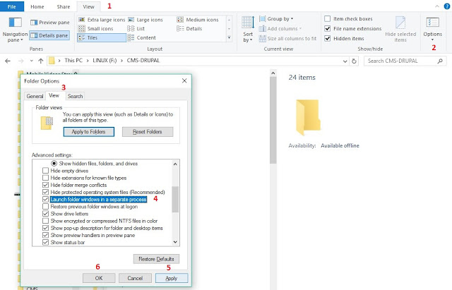  Launch folder Windows in separate process from Folder Options