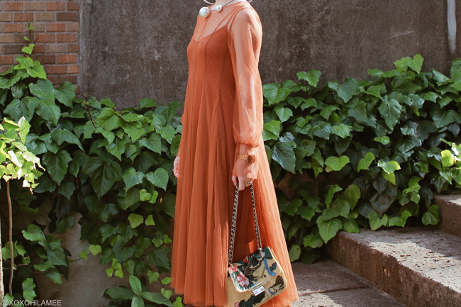 Ootd キャメル シースルー チュール ワンピースのフェミニンにエッジーをきかせたコーデ Japanese Fashion Blogger Xoxohilamee 日本人ファッションブロガー
