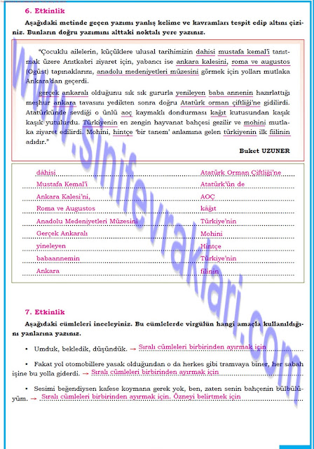 8. Sınıf Türkçe Dörtel Yayınları Çalışma Kitabı Cevapları Sayfa 14