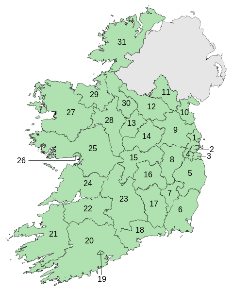 Pembagian wilayah administratif Irlandia