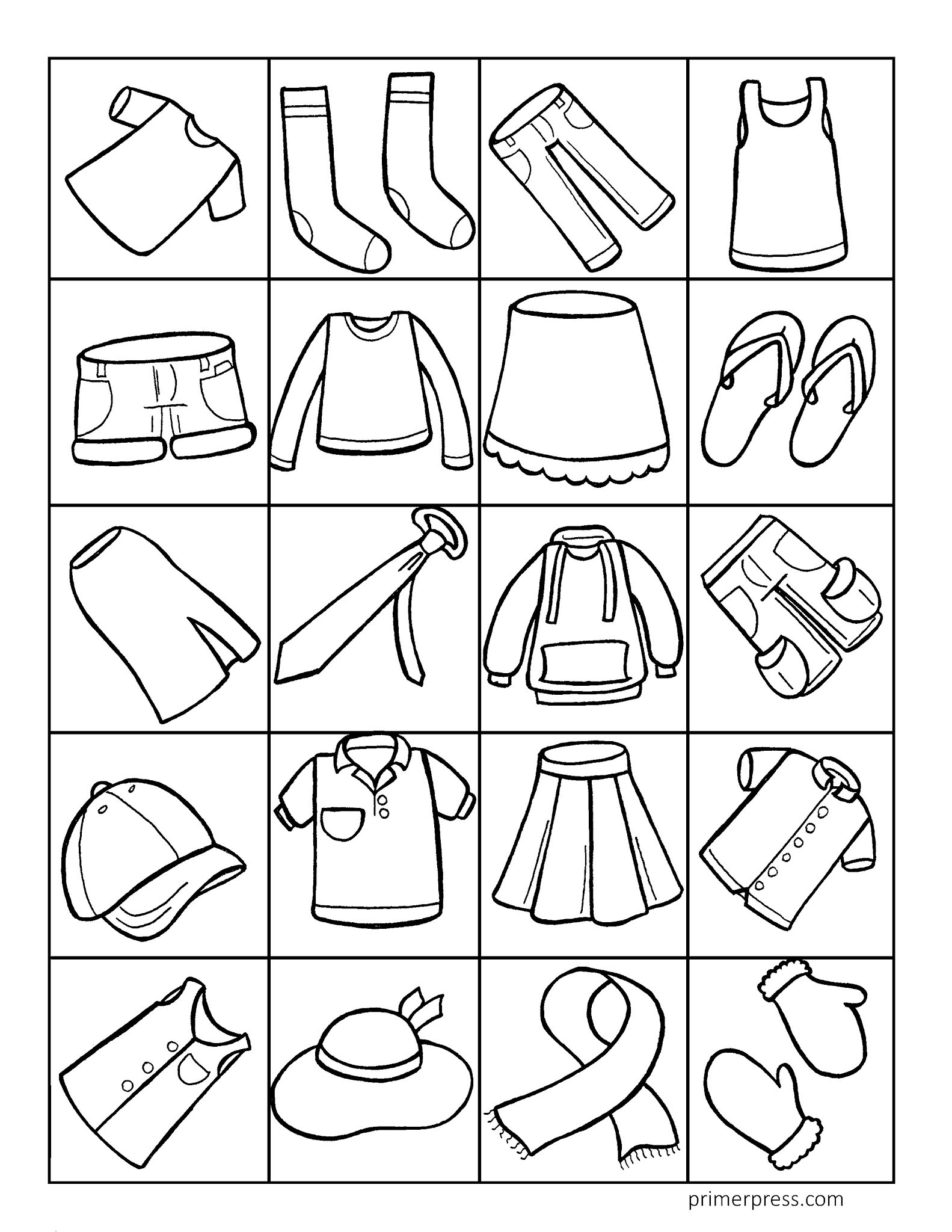 Clothes Coloring Pages Summer Clothes