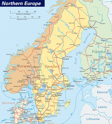 Map Of Europe Countries Only. Map of Northerm Europe