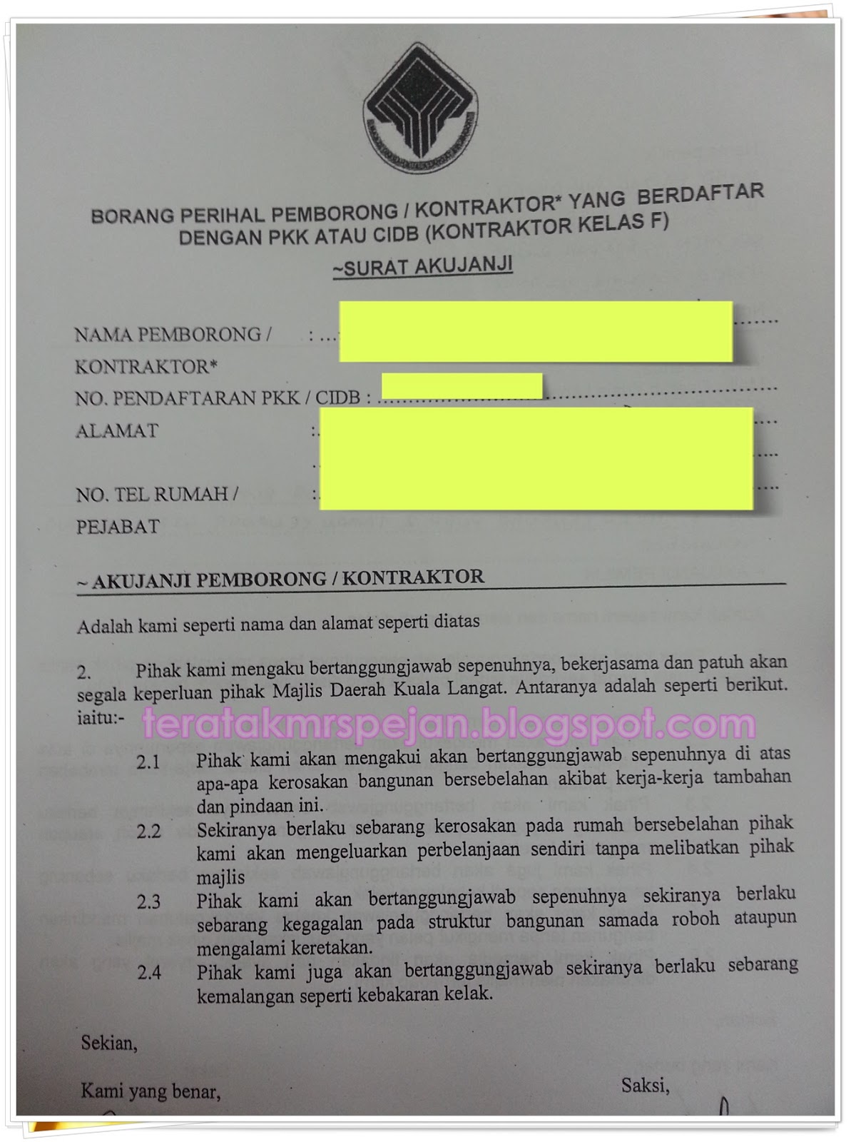 Contoh Surat Rasmi Permohonan Tong Sampah - GRasmi