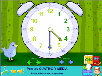 Ejercicios de las horas con Pipo en Primer ciclo - reloj analógico