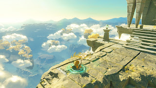 Link entering a sky island through a portal in the stone ground