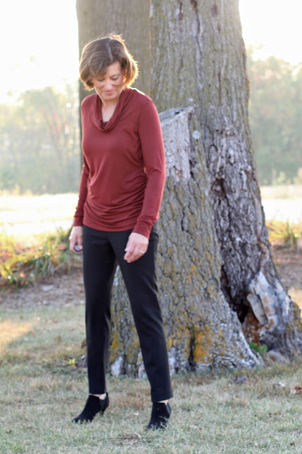 Style Maker Fabrics' Fall 2017 Style Tour -  Bamboo Rust Jersey in Angela Wolfe's Ruched T