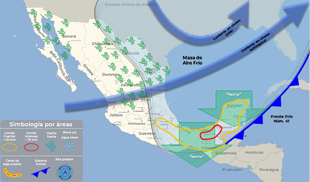 Frente frío 41 refrescará temperaturas el fin de semana; habrá intensas lluvias