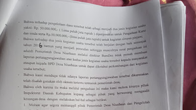 Diduga Tiada LPJ BUMDes Sejak 2016, Kades Ninbaun Diadukan ke Inspektorat Kabupaten Kupang