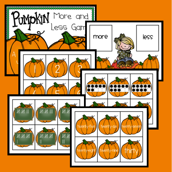 http://www.teacherspayteachers.com/Product/Pumpkin-More-and-Less-Game-1455758