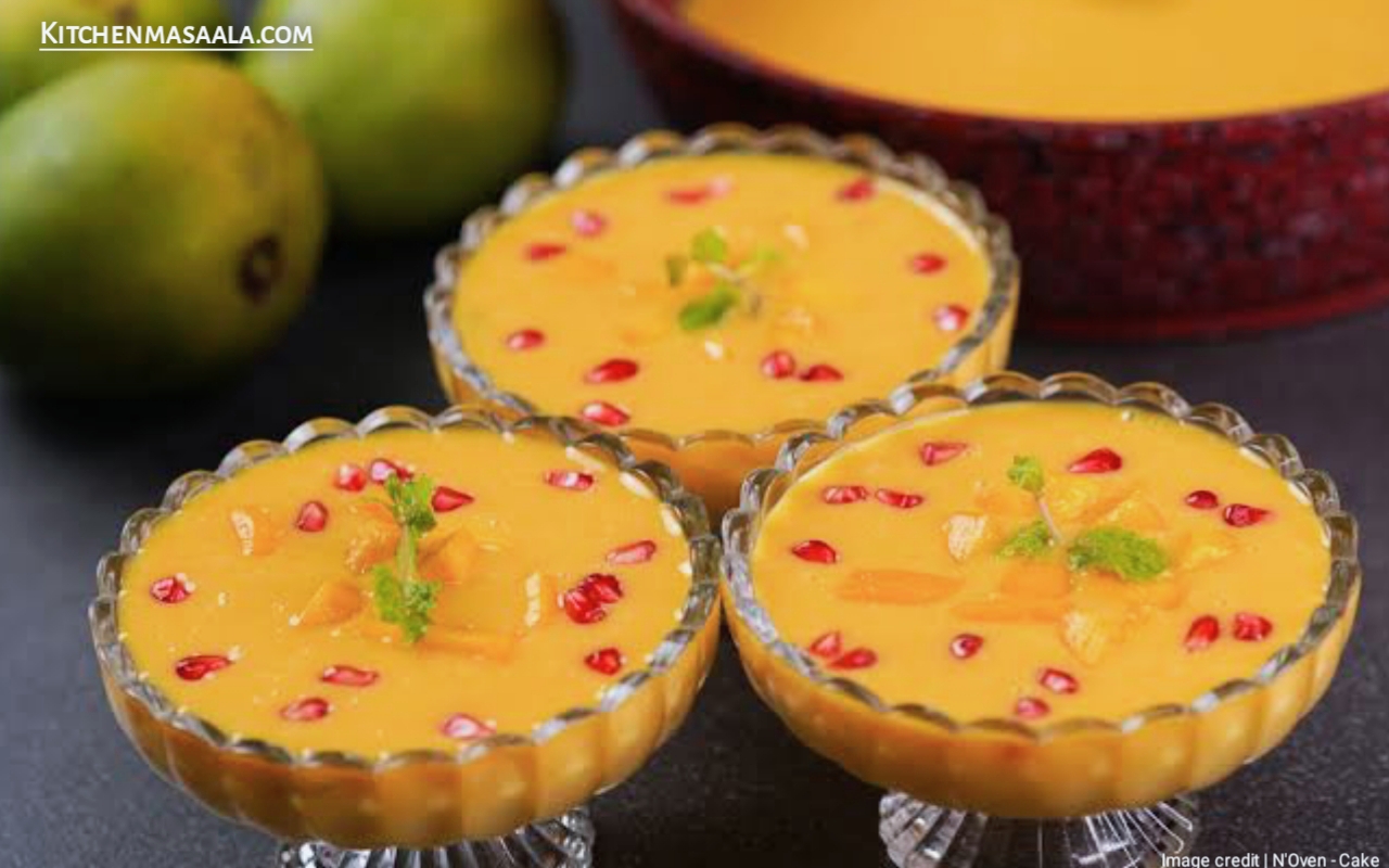 गर्मी में बच्चों को घर पर बनाकर खिलाएं मैंगो कस्टर्ड || Mango Custard recipe in Hindi, mango custard image, मैंगो कस्टर्ड फोटो, kitchenmasaala.com
