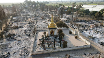 KEJAM! Foto Udara: Kondisi Desa Bin yang Hancur Dibakar Militer Myanmar