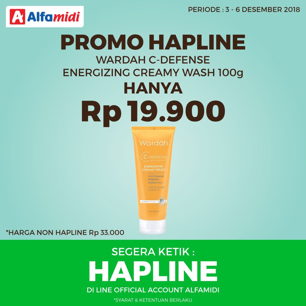 Alfamidi - Promo HAPLINE Wardah C-Defence Hanya 19K (s.d 06 Des 2018)