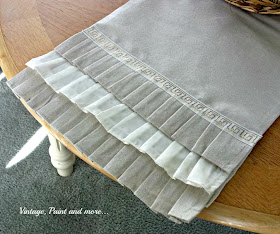 Vintage, Paint and more... table runner diy'd from a drop cloth and a sheet