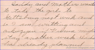 Letter from Olive Williams to Mary Frances Jollett Davis 1925