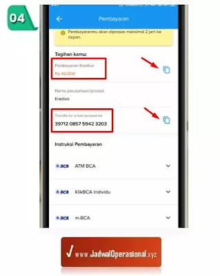 Cara bayar KREDIVO lewat ATM BCA