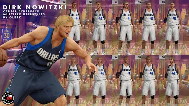 NBA 2K24 Dirk Nowitzki Cyberface (Career Hairstyles)