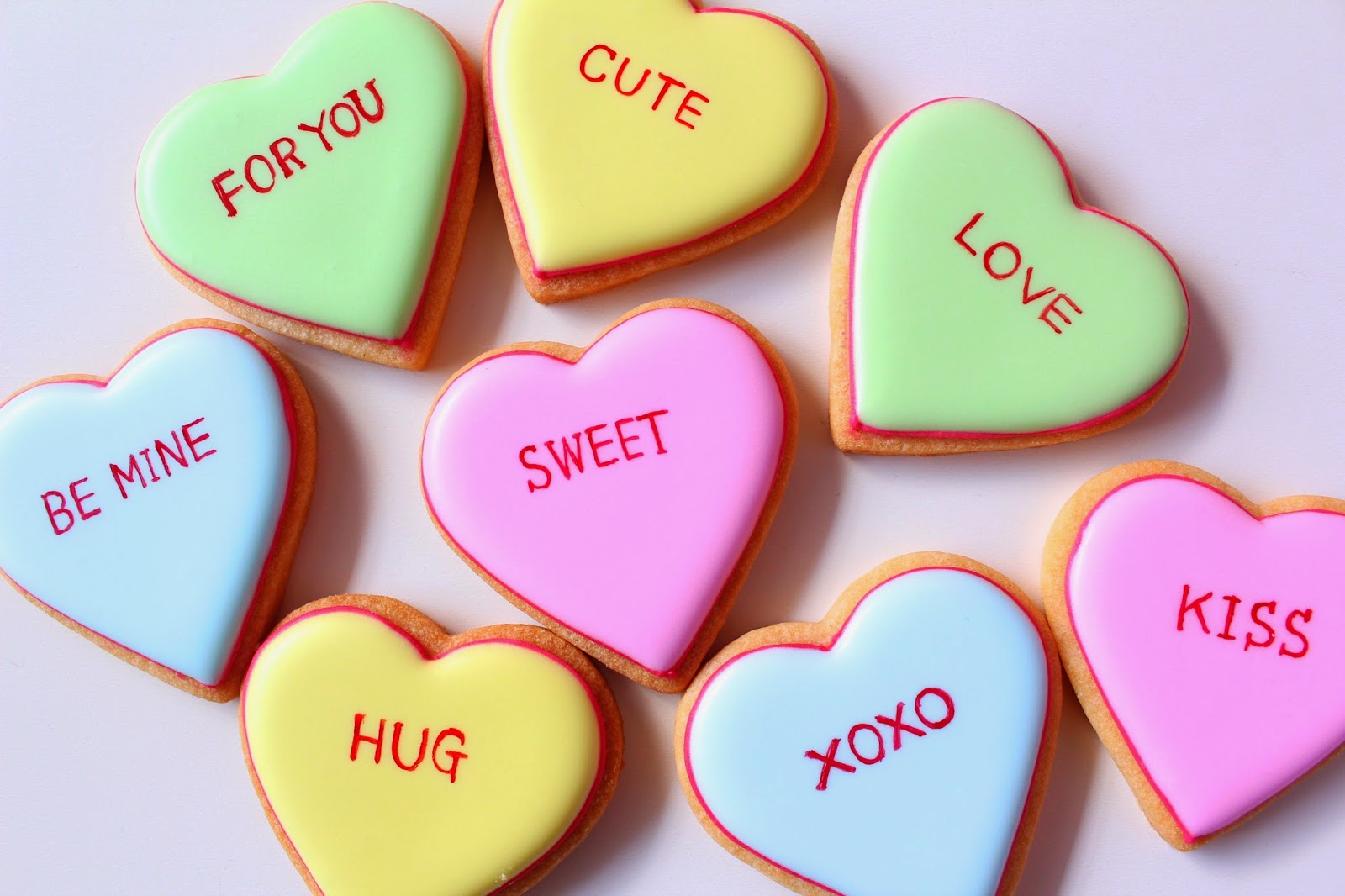 Sweeten Your Day Candy Hearts Cookies キャンディーハートのアイシングクッキー