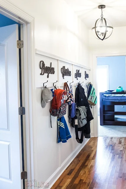 Mud room wall with board and batten