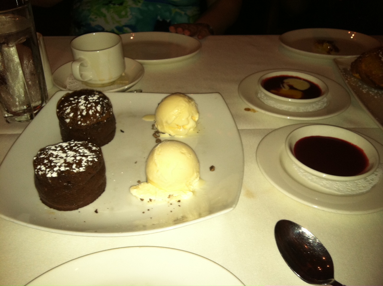 two molten lava cakes and one pineapple upside cake