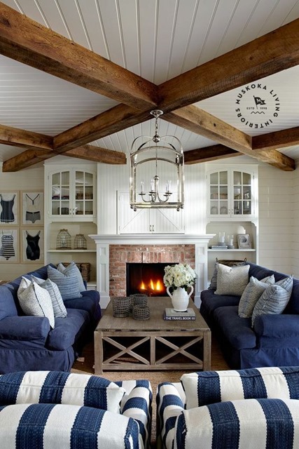 navy white living room