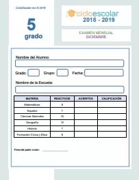 Examen del Bloque II Quinto grado 2018-2019