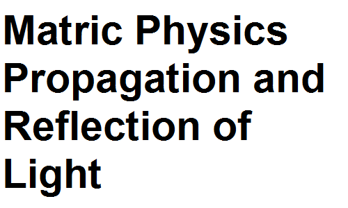 Matric Notes Physics Notes Topic Propagation and Reflection of Light