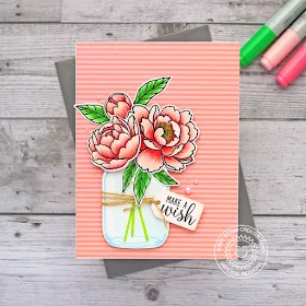 Sunny Studio Stamps: Pink Peonies Vintage Jar Daffodil Dreams Make A Wish Everyday Cards by Vanessa Menhorn