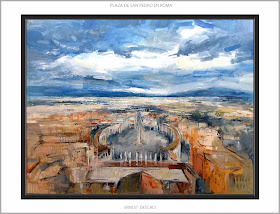 ROMA-PINTURA-VATICANO-PLAZA-SAN PEDRO-CUADROS-PAISAJES-ITALIA-ARTISTA-PINTOR-ERNEST DESCALS-