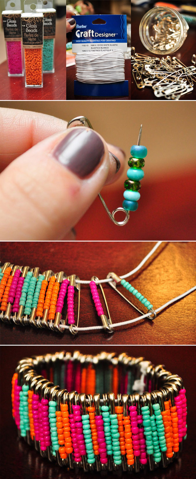 Diy : Beaded Safety Pin Bracelets