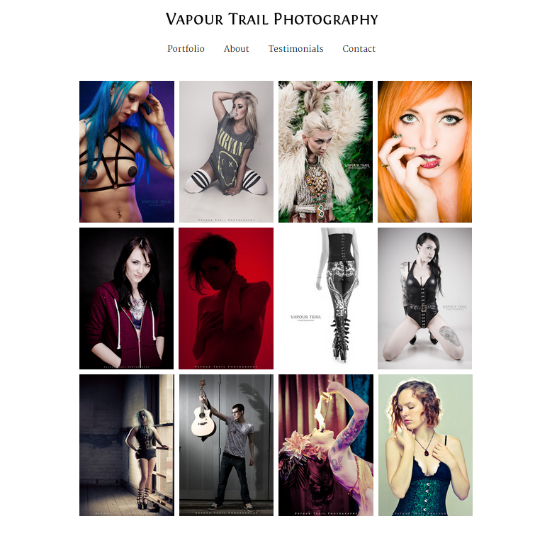 Vapour Trail Photography website by Bad Day Design
