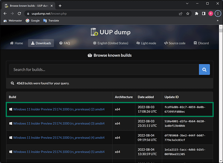 2-Browse-known-builds-UUP-dump