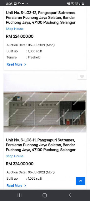 Lot Kedai Untuk Dilelong RM324K di Puchong, Selangor