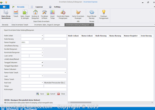 Input Data Inventaris Gedung dan Bangunan (KIB C) - Software Inentaris Express