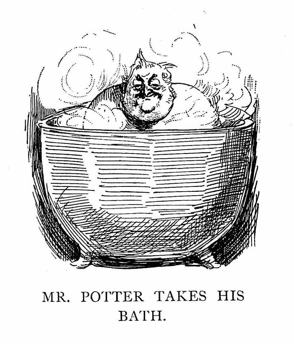 Mr. potter takes his bath,  a Harry Furniss illustration