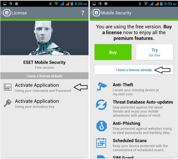 Android Eset Mobile Security and Antivirus